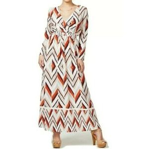 NWT Bar III Long Sleeves Faux Wrap Maxi Dress SZ L